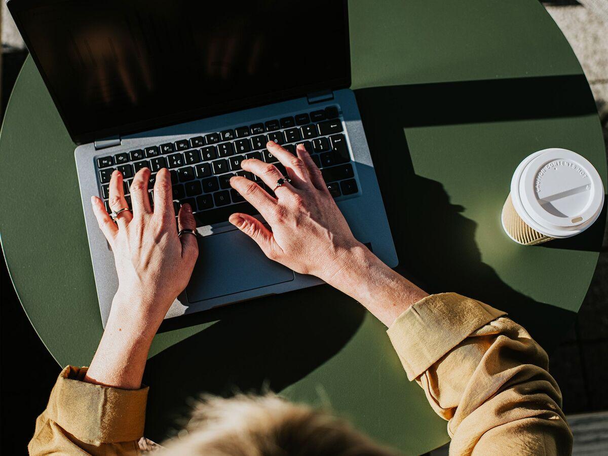 Corporate branded online merchandise store on laptop screen