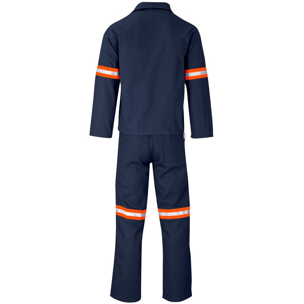 Technician 100% Cotton Conti Suit - Reflective Arms & Legs - Orange Tape - Navy — view 3