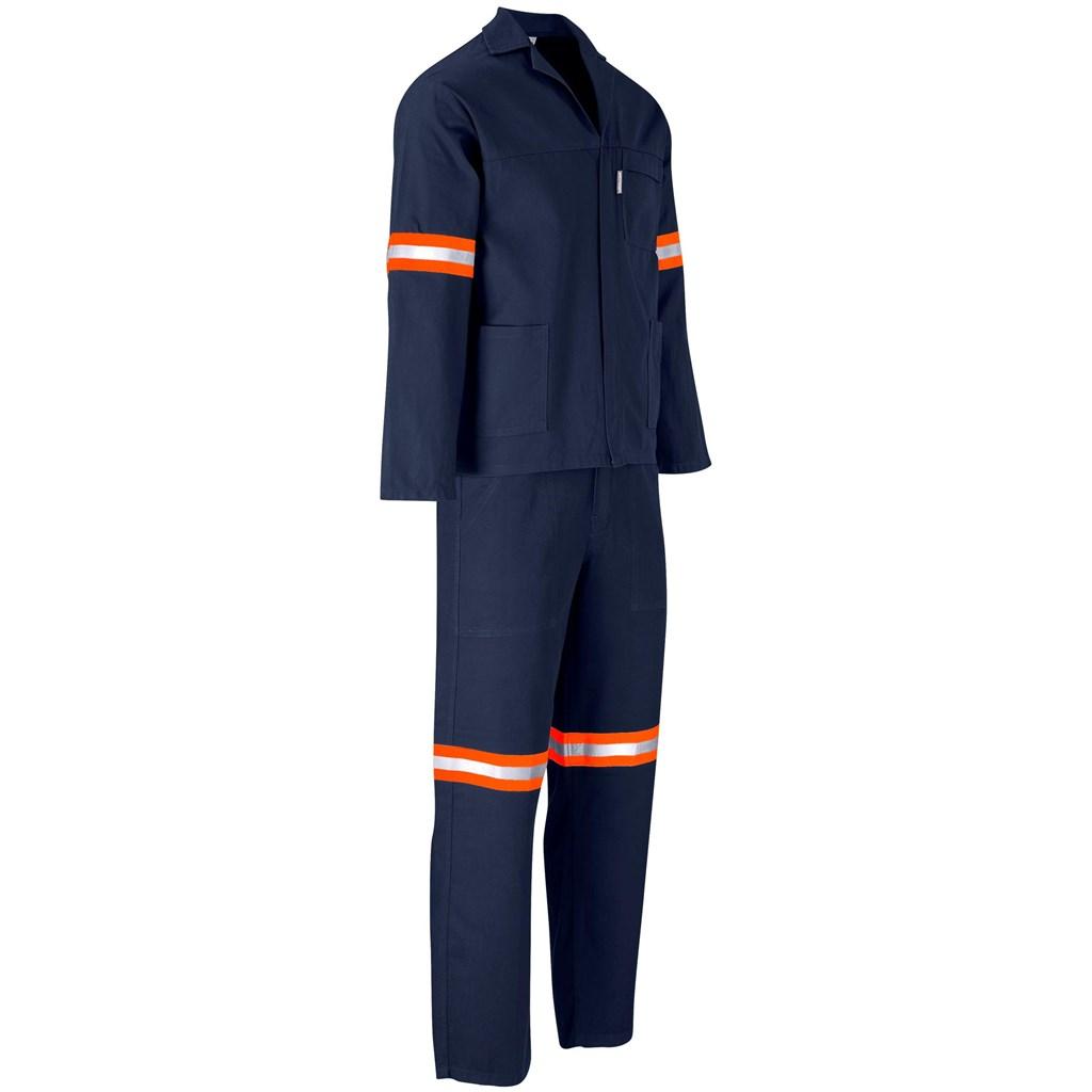 Technician 100% Cotton Conti Suit - Reflective Arms & Legs - Orange Tape - Navy — view 2