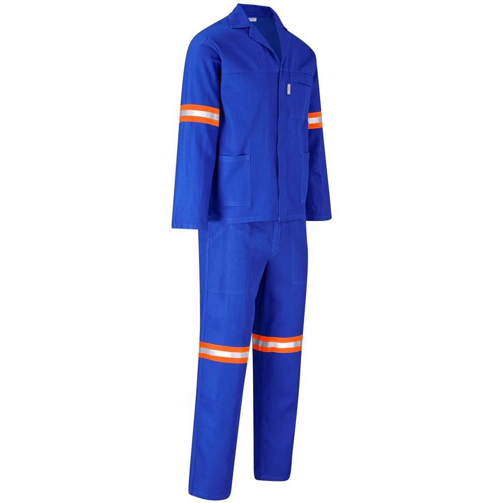 Technician 100% Cotton Conti Suit - Reflective Arms & Legs - Orange Tape - Royal Blue — view 3