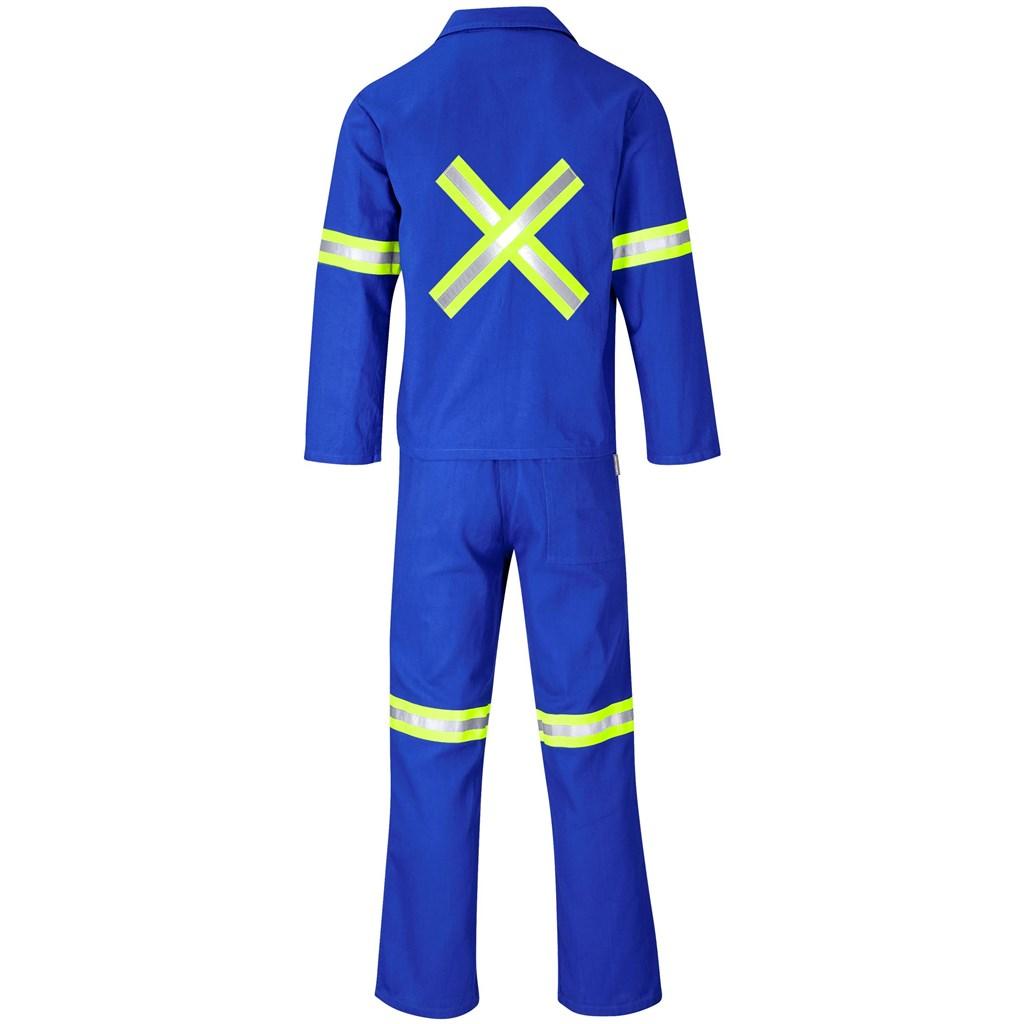 Technician 100% Cotton Conti Suit - Reflective Arms, Legs & Back - Yellow Tape - Royal Blue — view 2