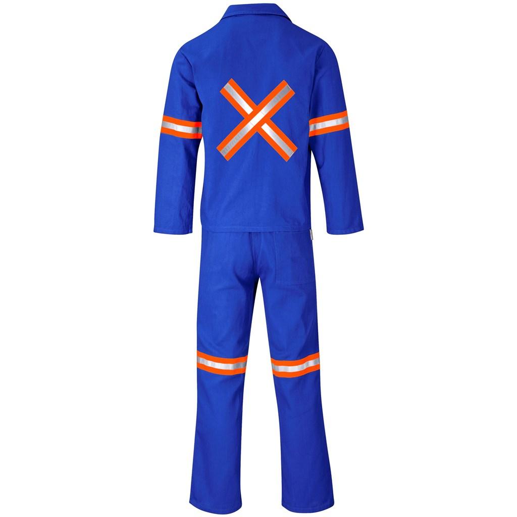 Technician 100% Cotton Conti Suit - Reflective Arms, Legs & Back - Orange Tape - Royal Blue — view 2