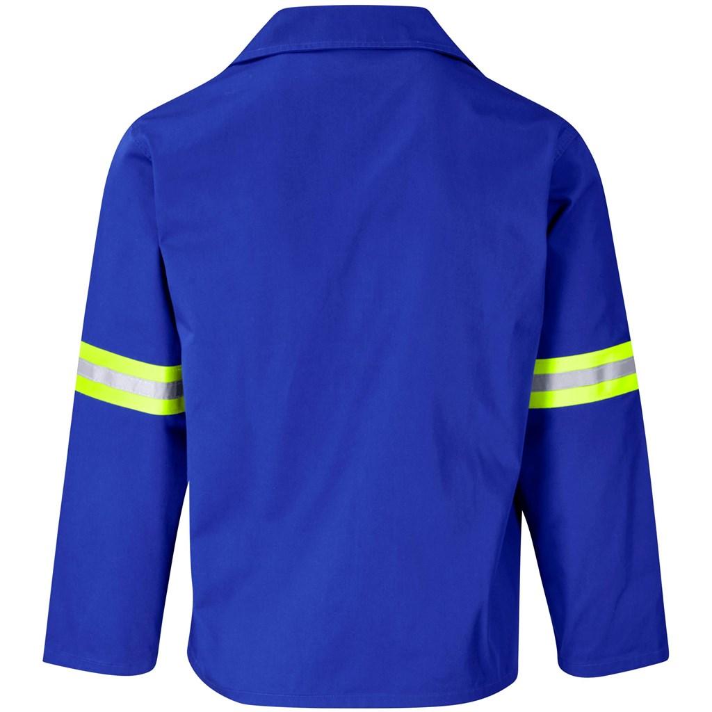 Site Premium Polycotton Jacket - Reflective Arms - Yellow Tape - Royal Blue — view 3
