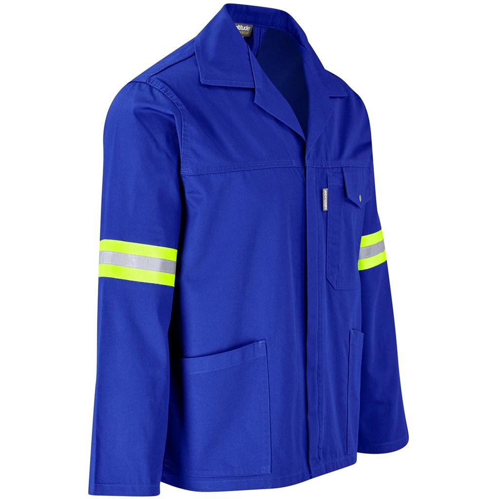 Site Premium Polycotton Jacket - Reflective Arms - Yellow Tape - Royal Blue — view 2