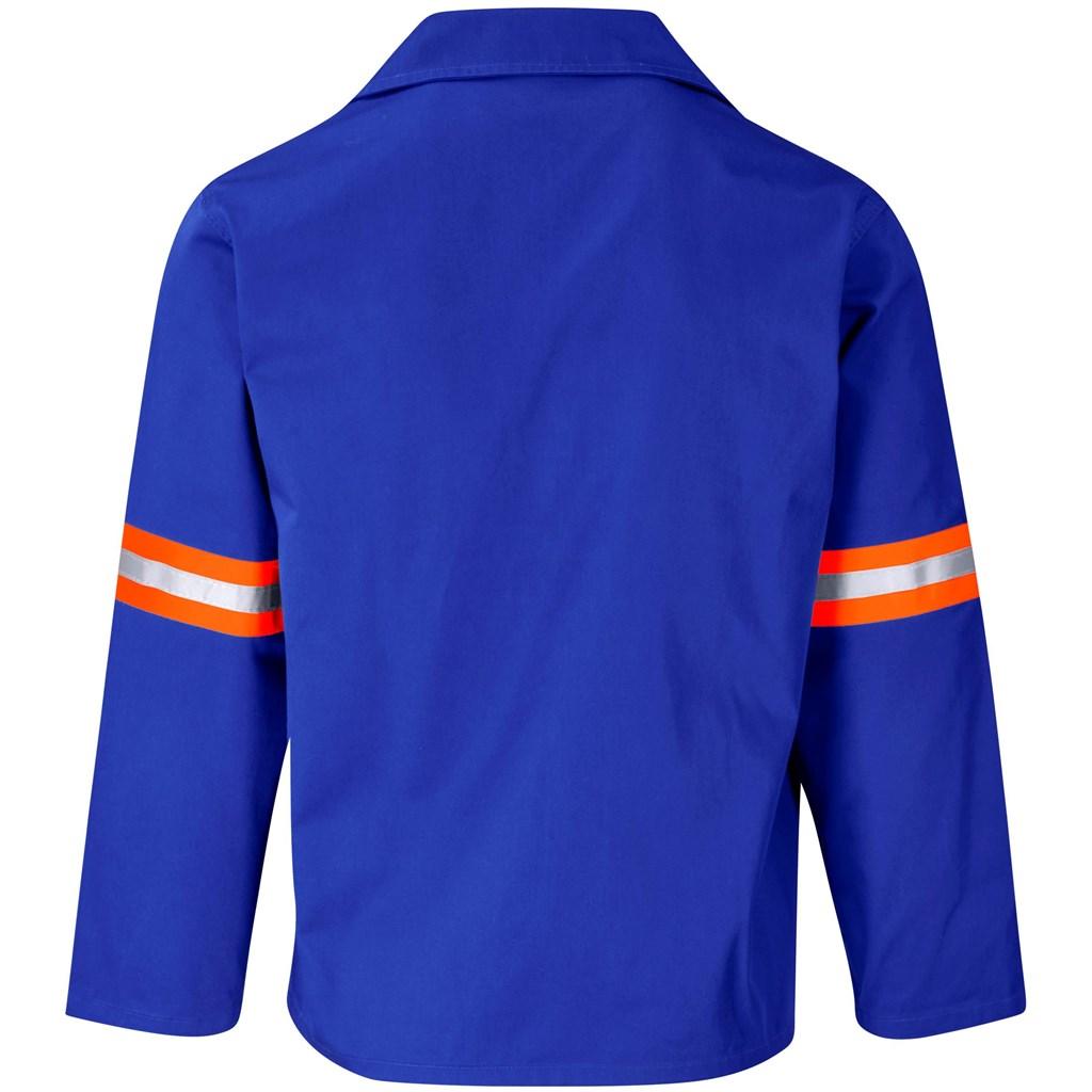 Site Premium Polycotton Jacket - Reflective Arms - Orange Tape - Royal Blue — view 2