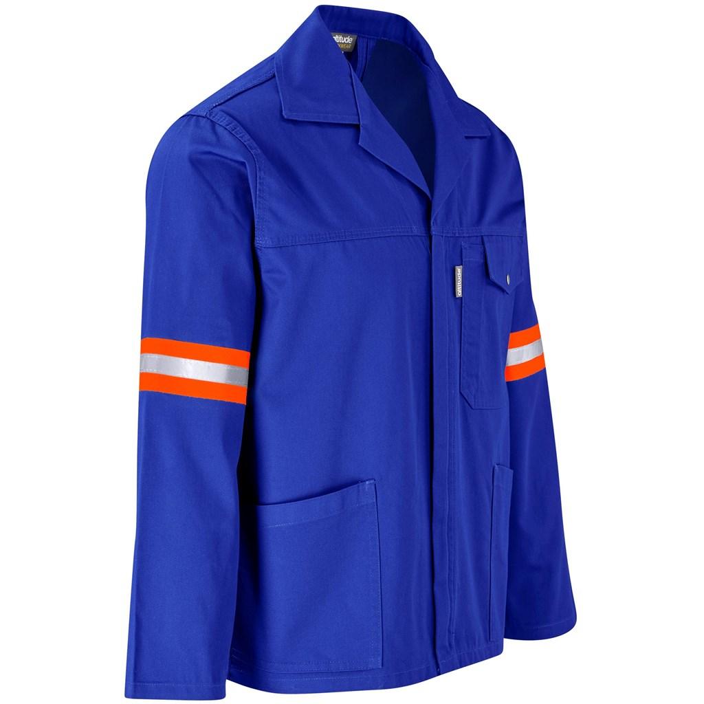 Site Premium Polycotton Jacket - Reflective Arms - Orange Tape - Royal Blue — view 3