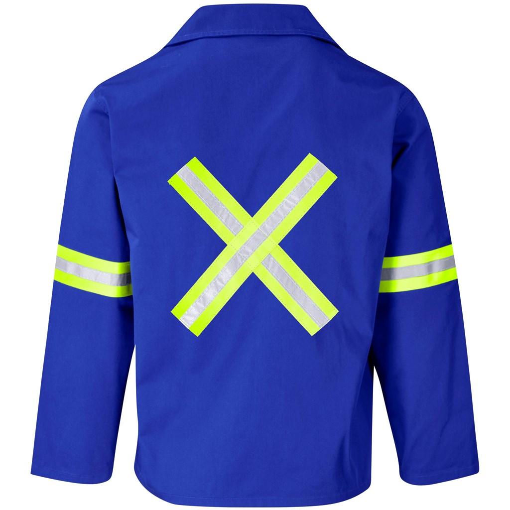 Site Premium Polycotton Jacket - Reflective Arms & Back - Yellow Tape - Royal Blue — view 3