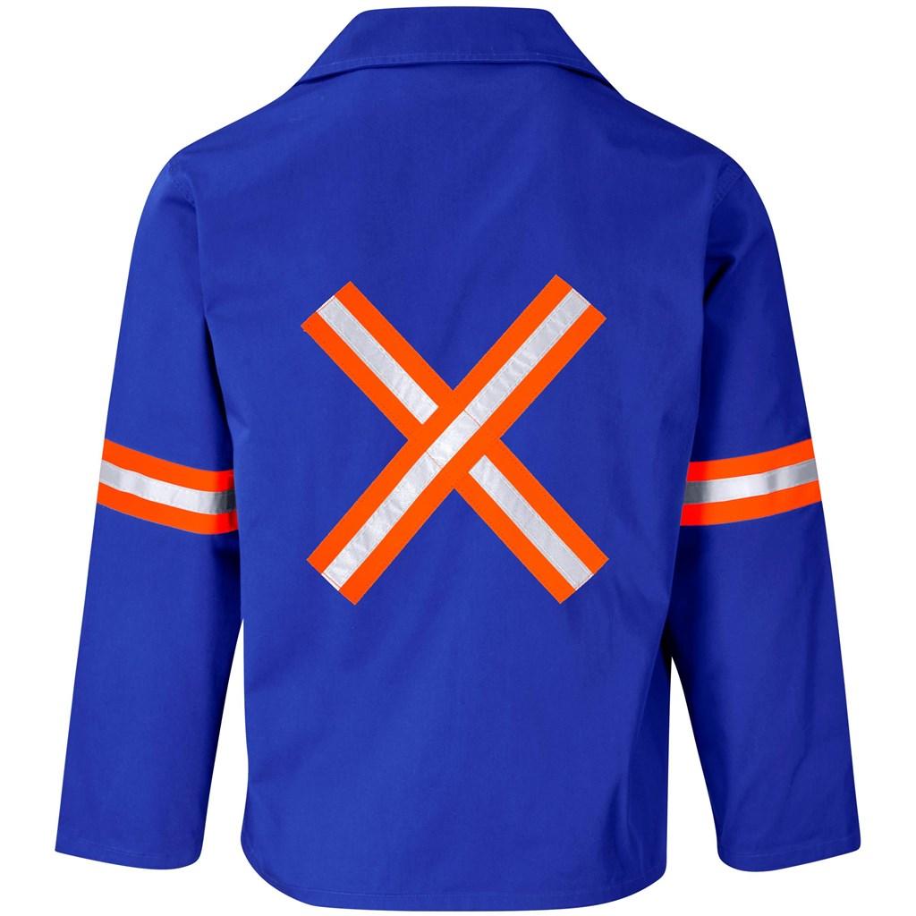 Site Premium Polycotton Jacket - Reflective Arms & Back - Orange Tape - Royal Blue — view 3