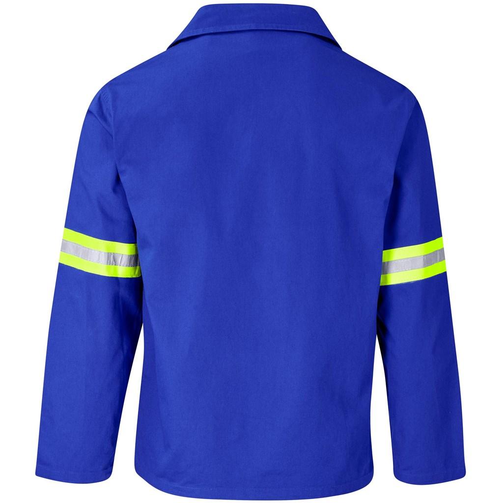 Artisan Premium 100% Cotton Jacket - Reflective Arms - Yellow Tape - Royal Blue — view 3