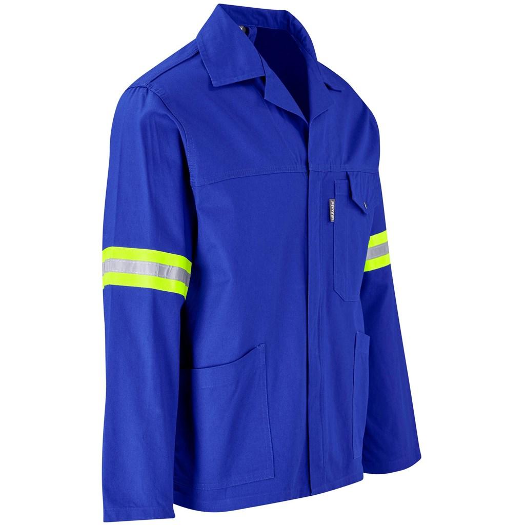 Artisan Premium 100% Cotton Jacket - Reflective Arms - Yellow Tape - Royal Blue — view 2
