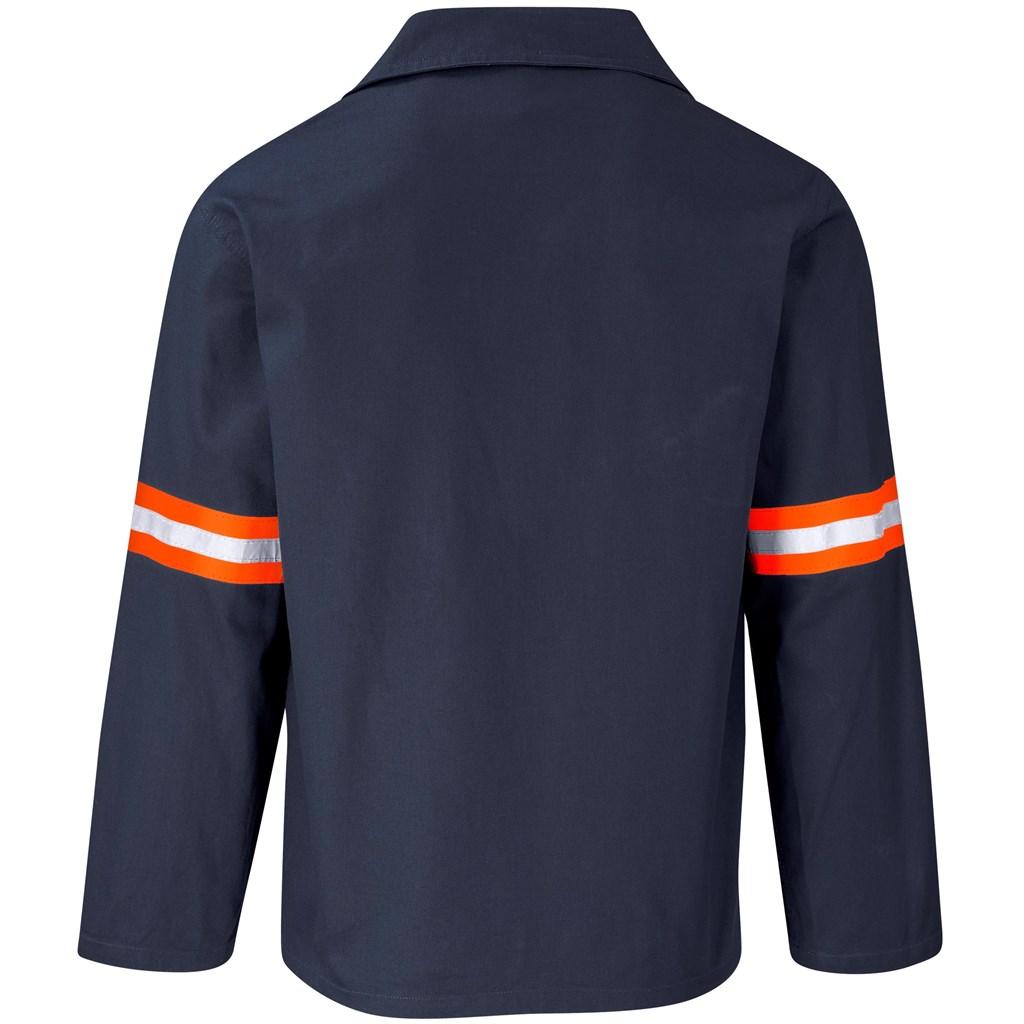 Artisan Premium 100% Cotton Jacket - Reflective Arms - Orange Tape - Navy — view 2