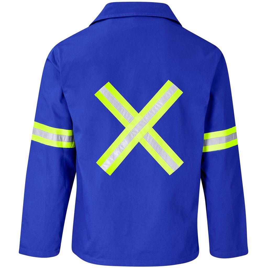 Artisan Premium 100% Cotton Jacket - Reflective Arms & Back - Yellow Tape - Royal Blue — view 3