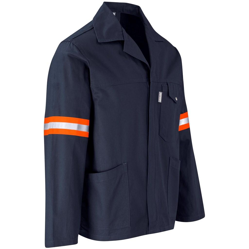 Artisan Premium 100% Cotton Jacket - Reflective Arms & Back - Orange Tape - Navy — view 3