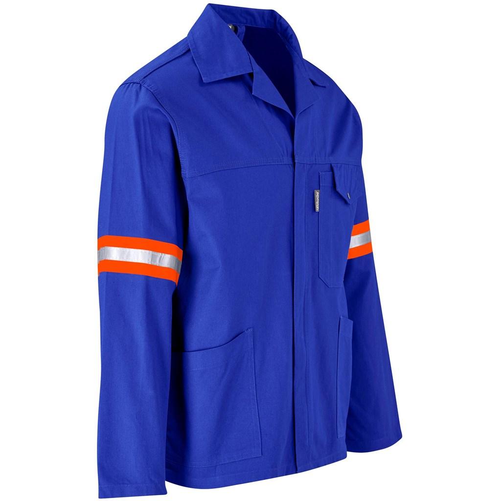 Artisan Premium 100% Cotton Jacket - Reflective Arms & Back - Orange Tape - Royal Blue — view 2