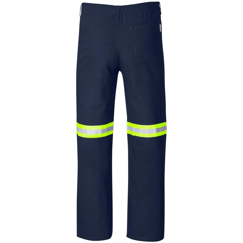 Artisan Premium 100% Cotton Pants - Reflective Legs - Yellow Tape - Navy — view 2