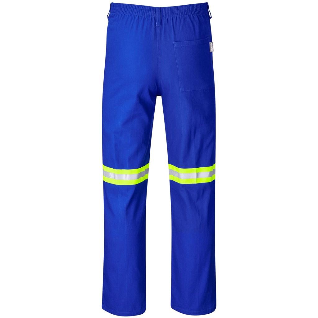 Artisan Premium 100% Cotton Pants - Reflective Legs - Yellow Tape - Royal Blue — view 3