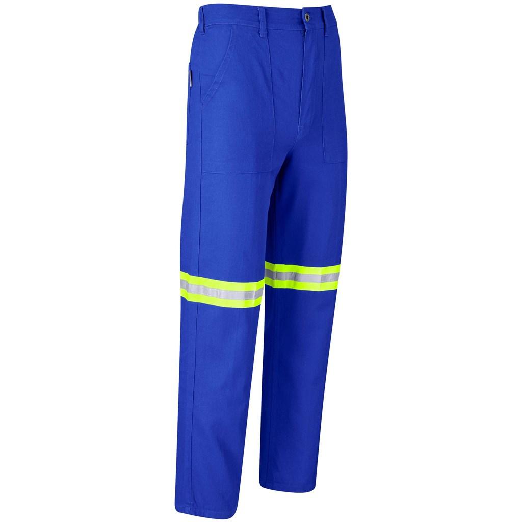 Artisan Premium 100% Cotton Pants - Reflective Legs - Yellow Tape - Royal Blue — view 2