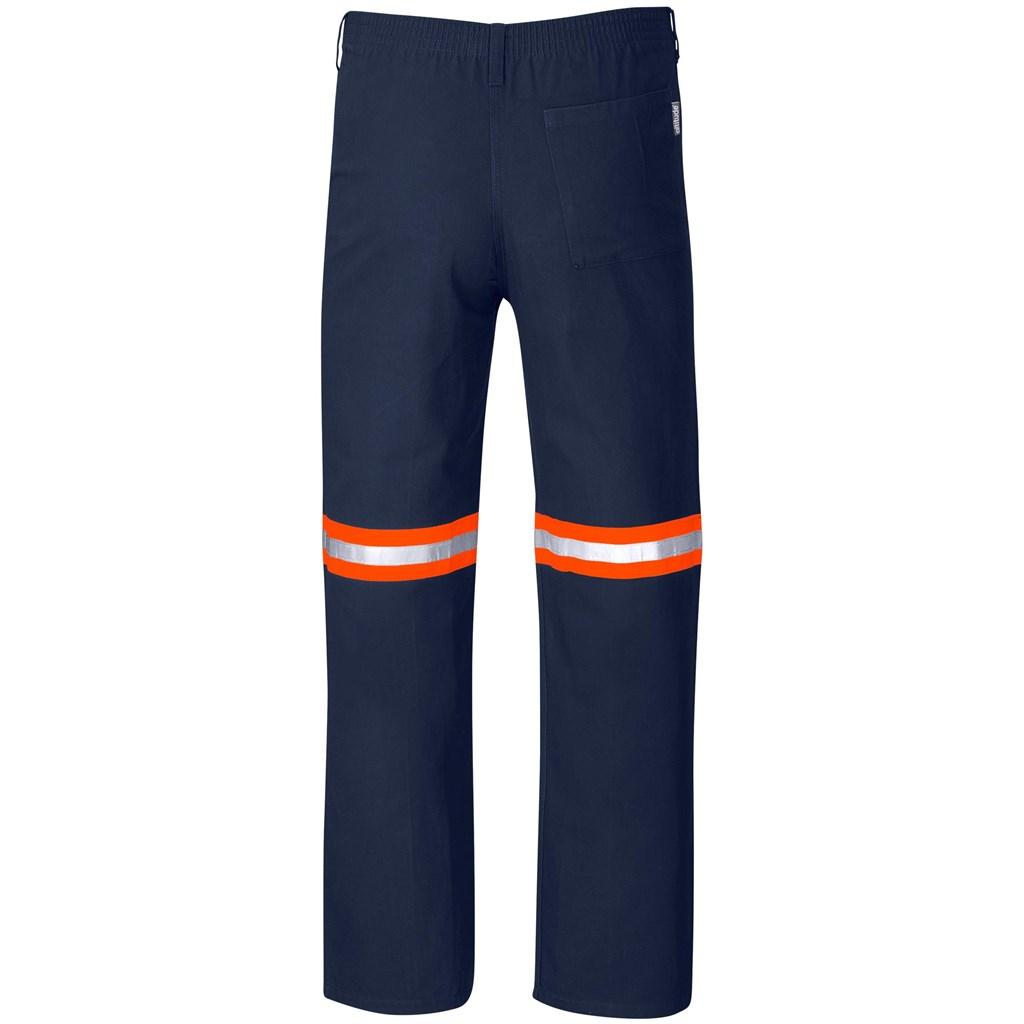 Artisan Premium 100% Cotton Pants - Reflective Legs - Orange Tape - Navy — view 3