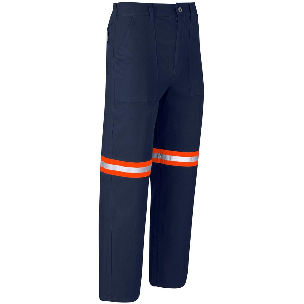 Artisan Premium 100% Cotton Pants - Reflective Legs - Orange Tape - Navy — view 2