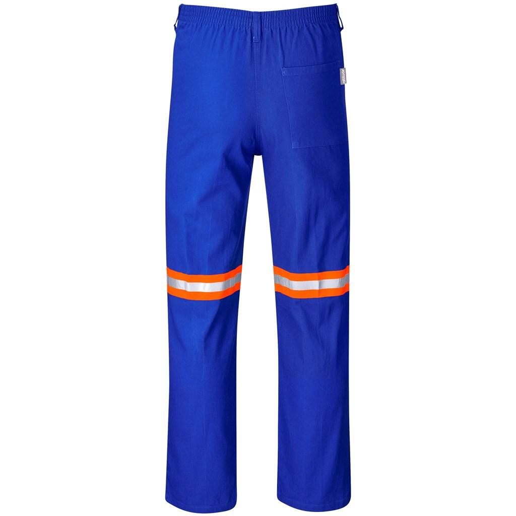 Artisan Premium 100% Cotton Pants - Reflective Legs - Orange Tape - Royal Blue — view 2