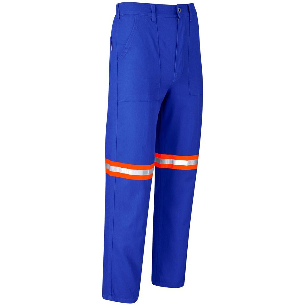 Artisan Premium 100% Cotton Pants - Reflective Legs - Orange Tape - Royal Blue — view 3