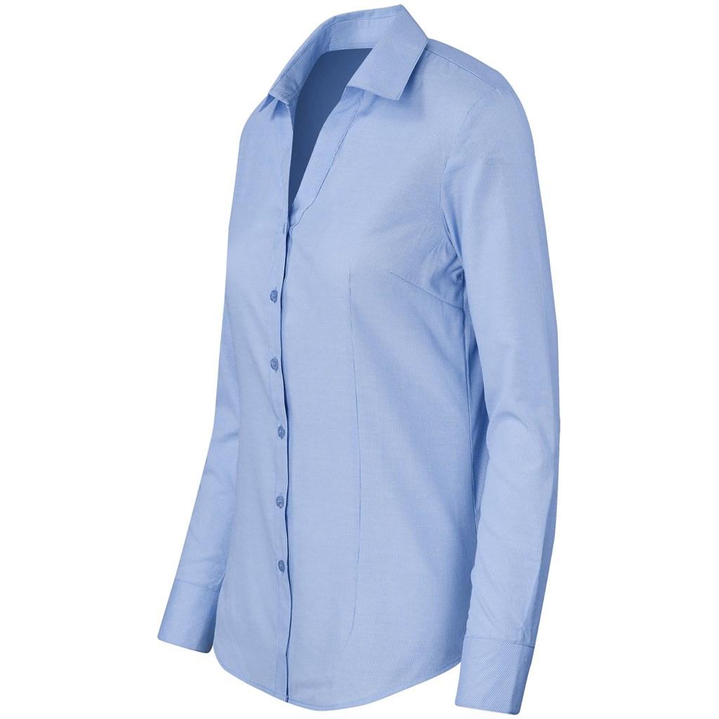 Ladies Long Sleeve Northampton Shirt - Sky Blue — view 3