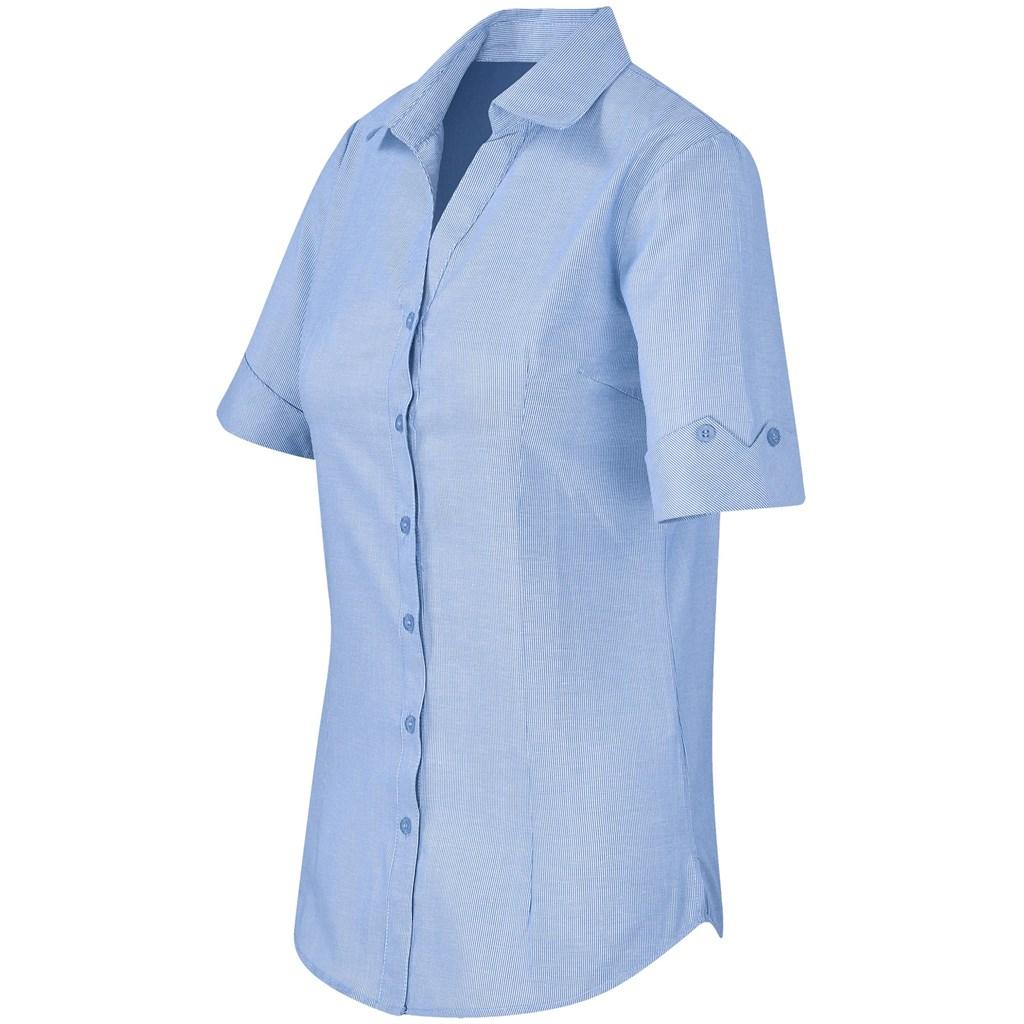 Ladies Short Sleeve Northampton Shirt - Sky Blue — view 3