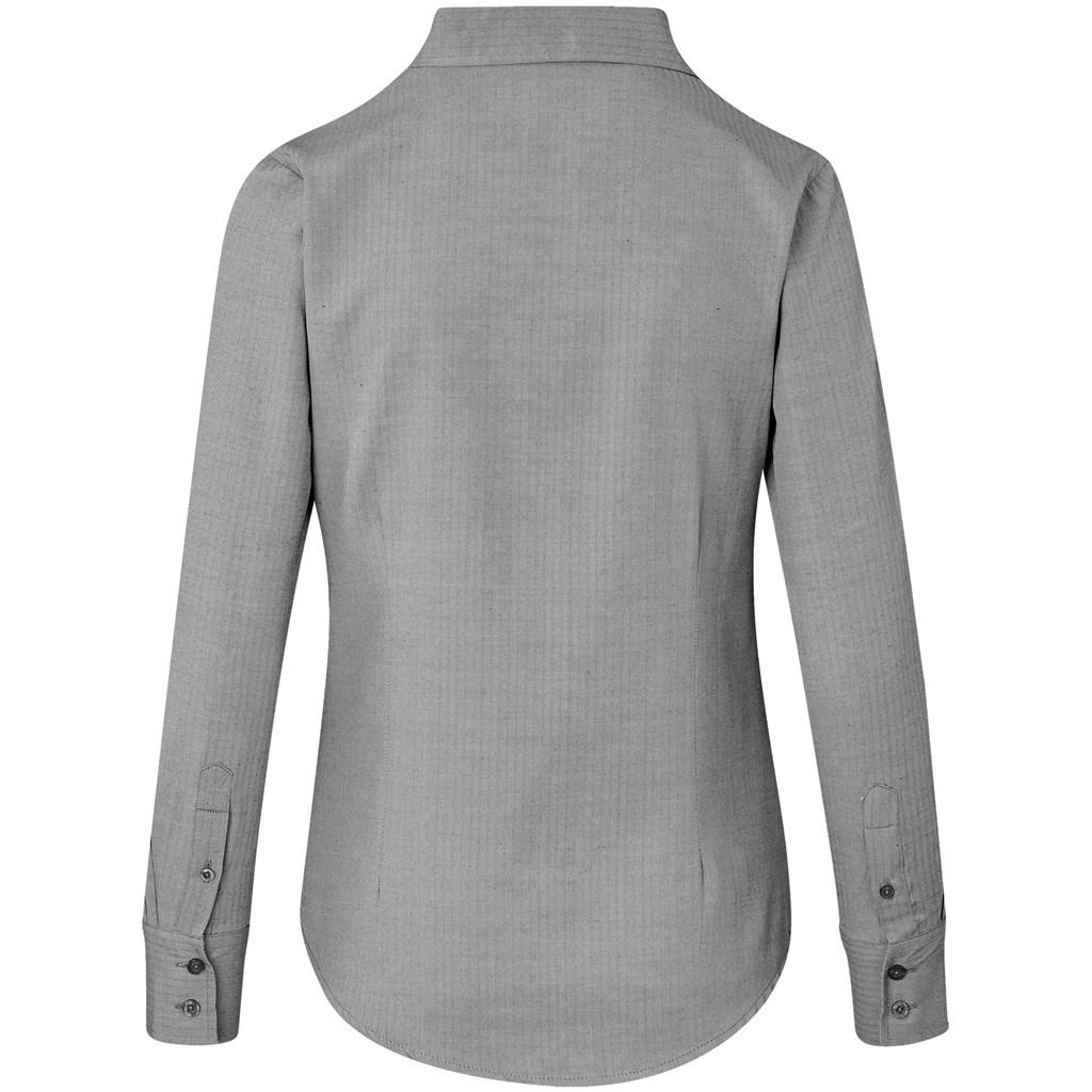 Ladies Long Sleeve Nottingham Shirt - Grey — view 4