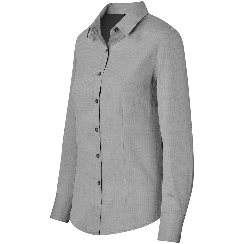 Ladies Long Sleeve Nottingham Shirt - Grey — view 2