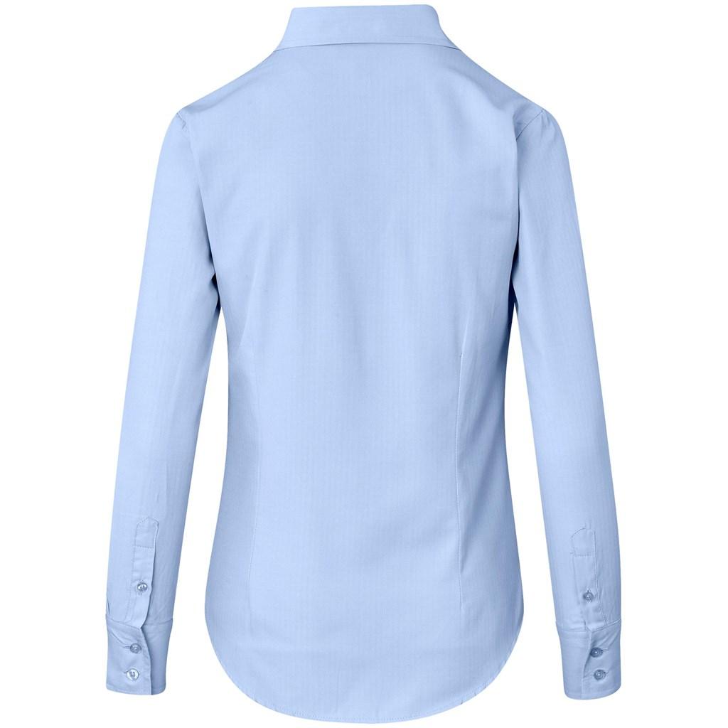 Ladies Long Sleeve Nottingham Shirt - Sky Blue — view 4