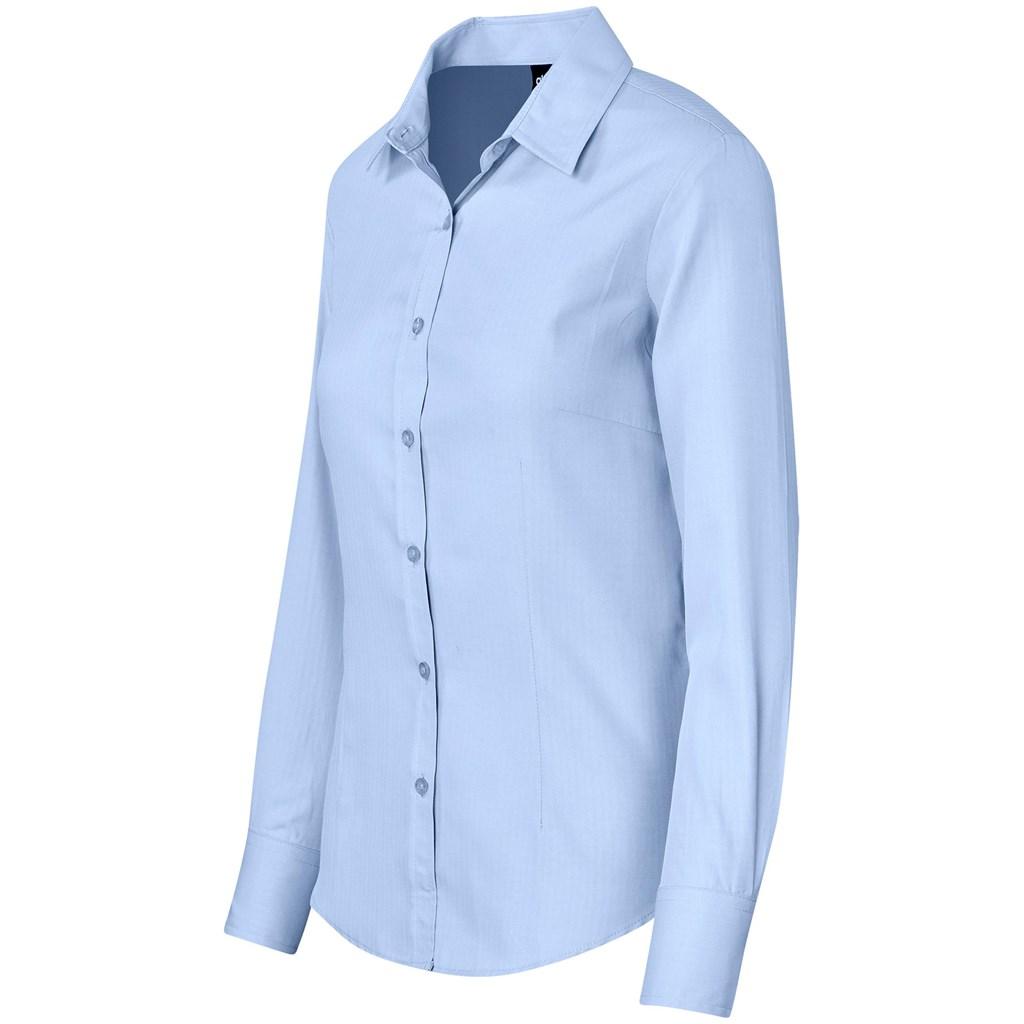 Ladies Long Sleeve Nottingham Shirt - Sky Blue — view 2