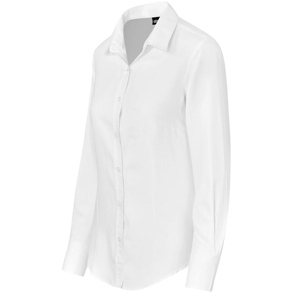 Ladies Long Sleeve Nottingham Shirt - White — view 4