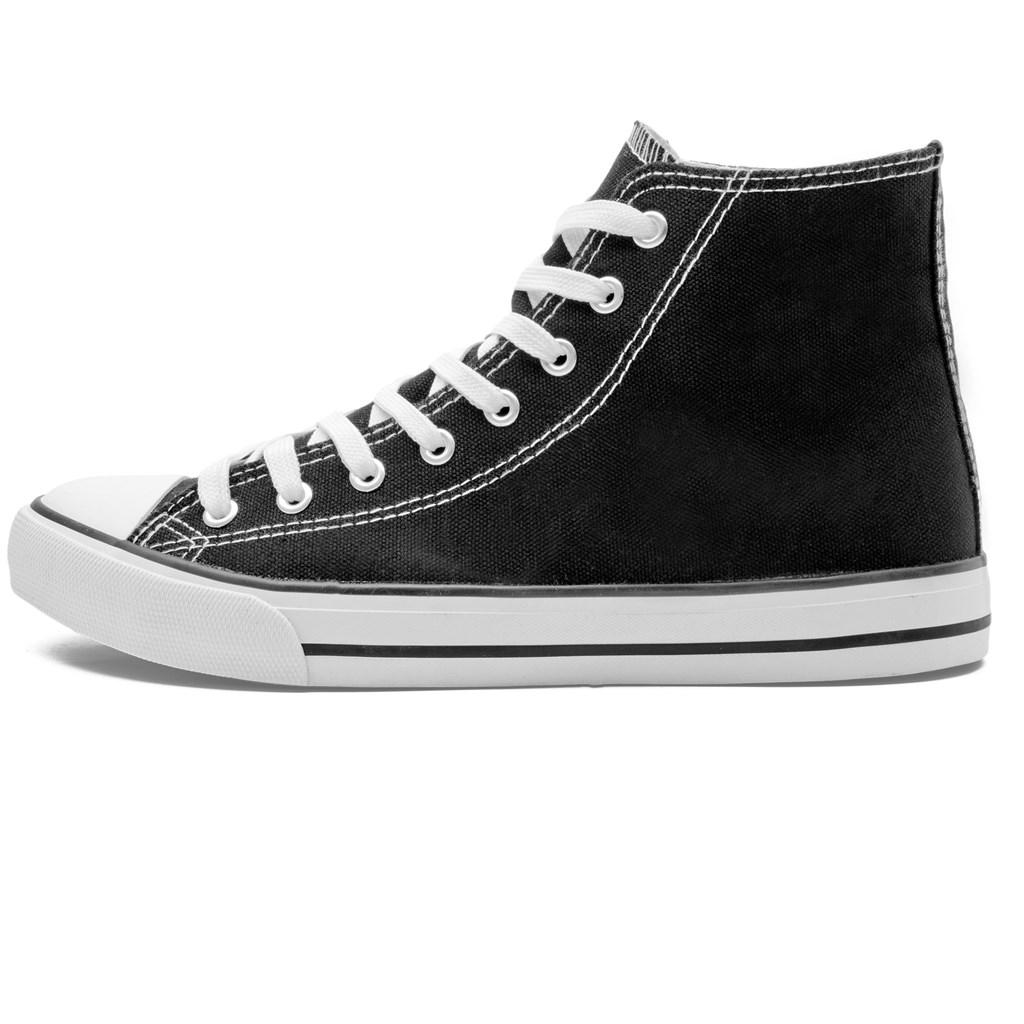 Unisex Retro High Top Canvas Sneaker - Black — view 4