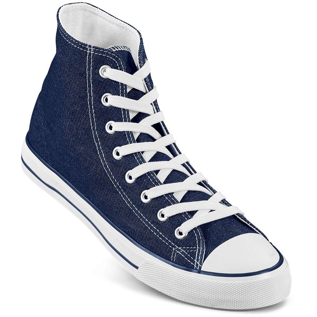 Unisex Retro High Top Canvas Sneaker - Blue — view 2