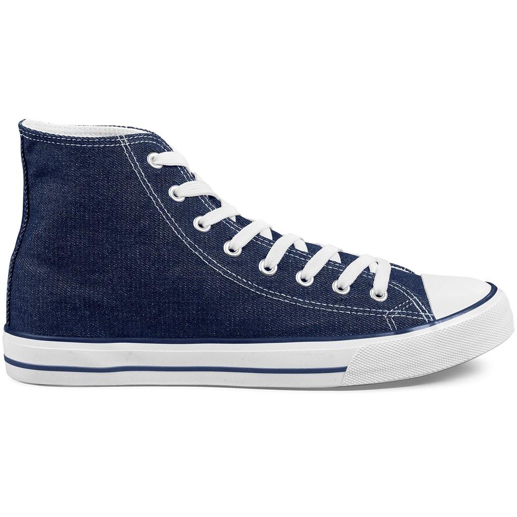Unisex Retro High Top Canvas Sneaker - Blue — view 3