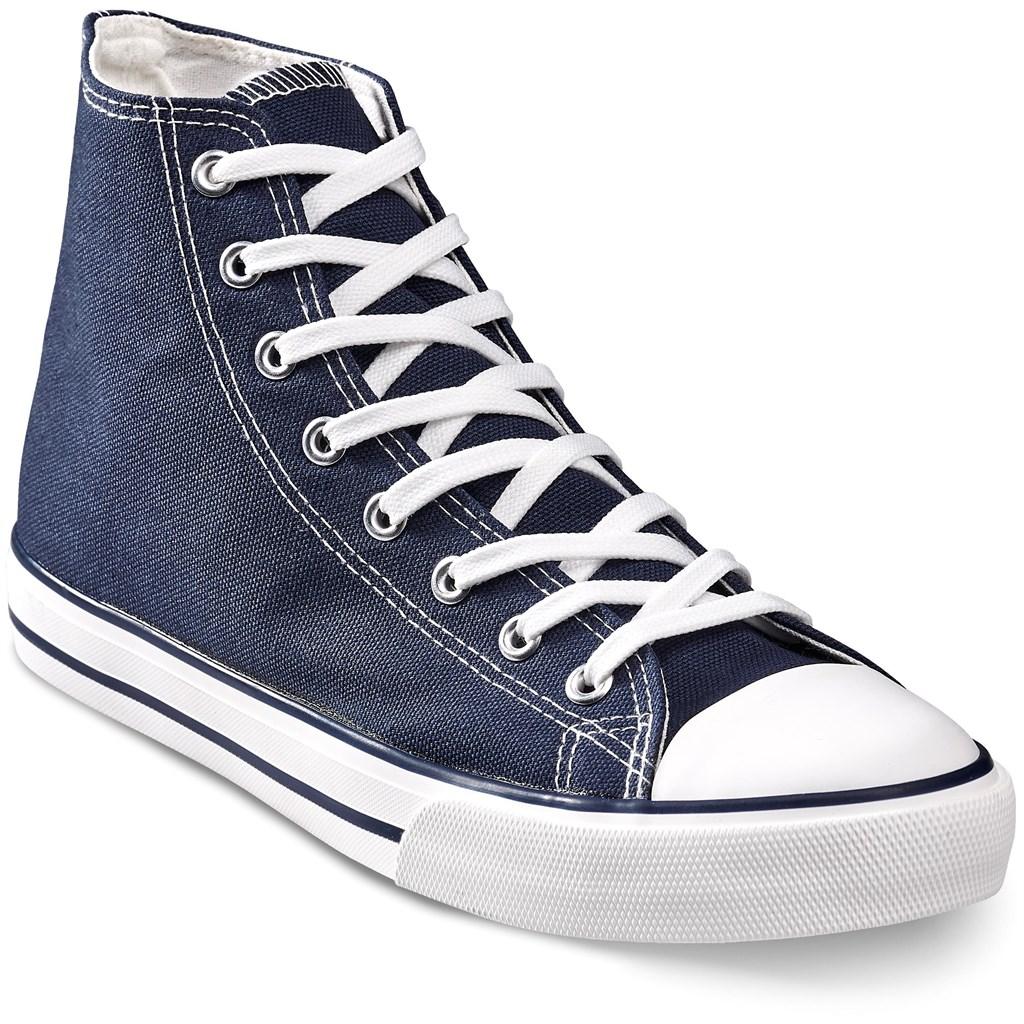 Unisex Retro High Top Canvas Sneaker - Navy — view 3