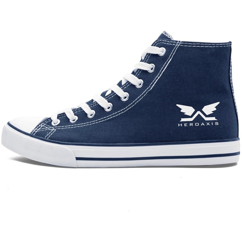 Unisex Retro High Top Canvas Sneaker - Navy — view 5