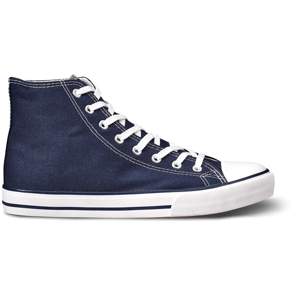Unisex Retro High Top Canvas Sneaker - Navy — view 4