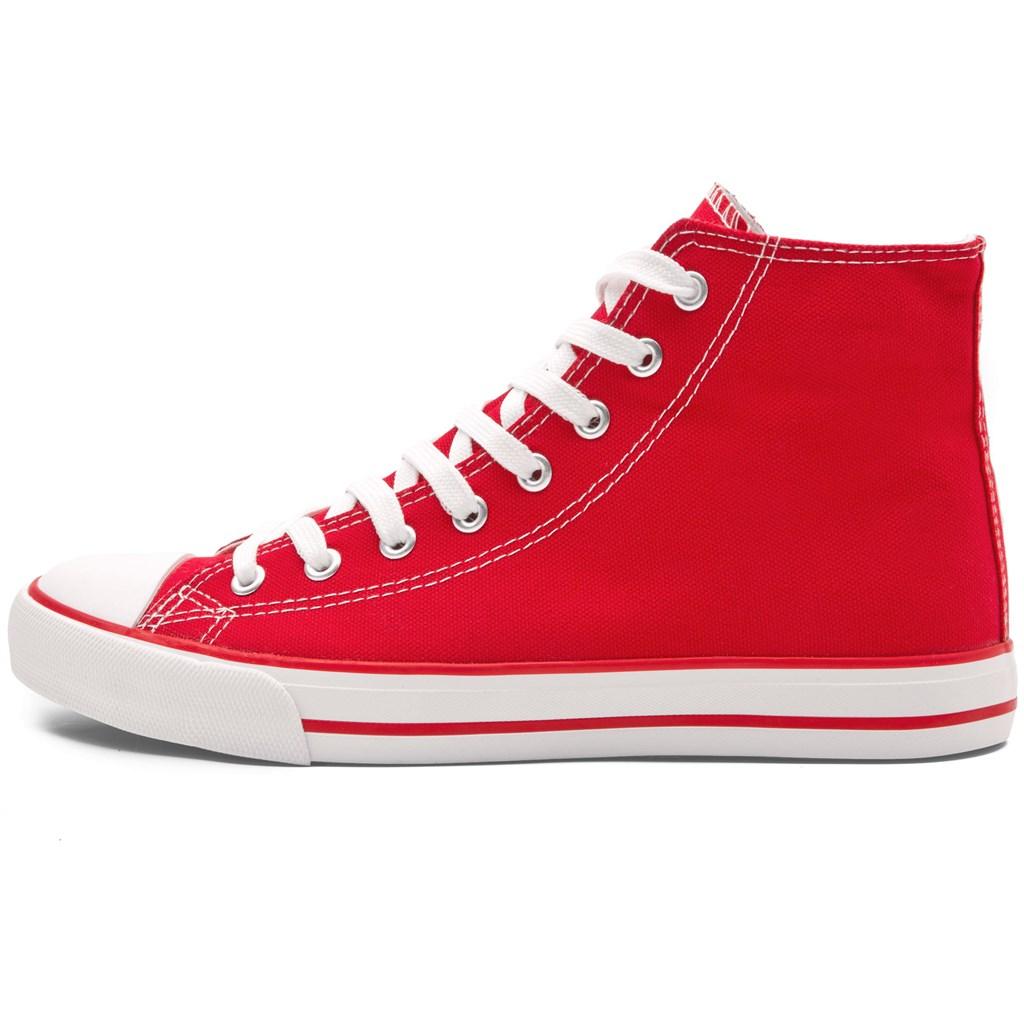 Unisex Retro High Top Canvas Sneaker - Red — view 2