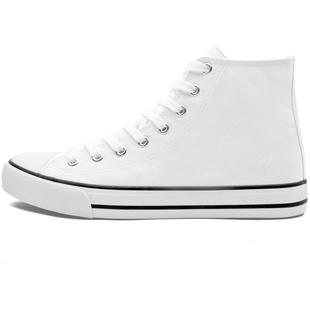 Unisex Retro High Top Canvas Sneaker - White — view 4