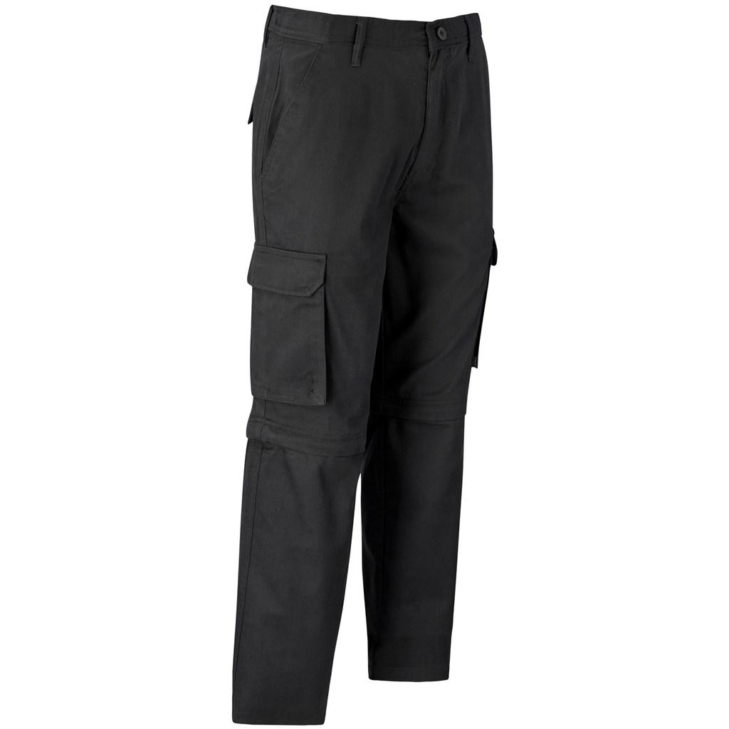 Mens Cargo Zip Off Pants - Black — view 2