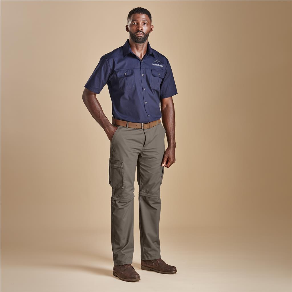 Mens Cargo Zip Off Pants - Khaki — view 17