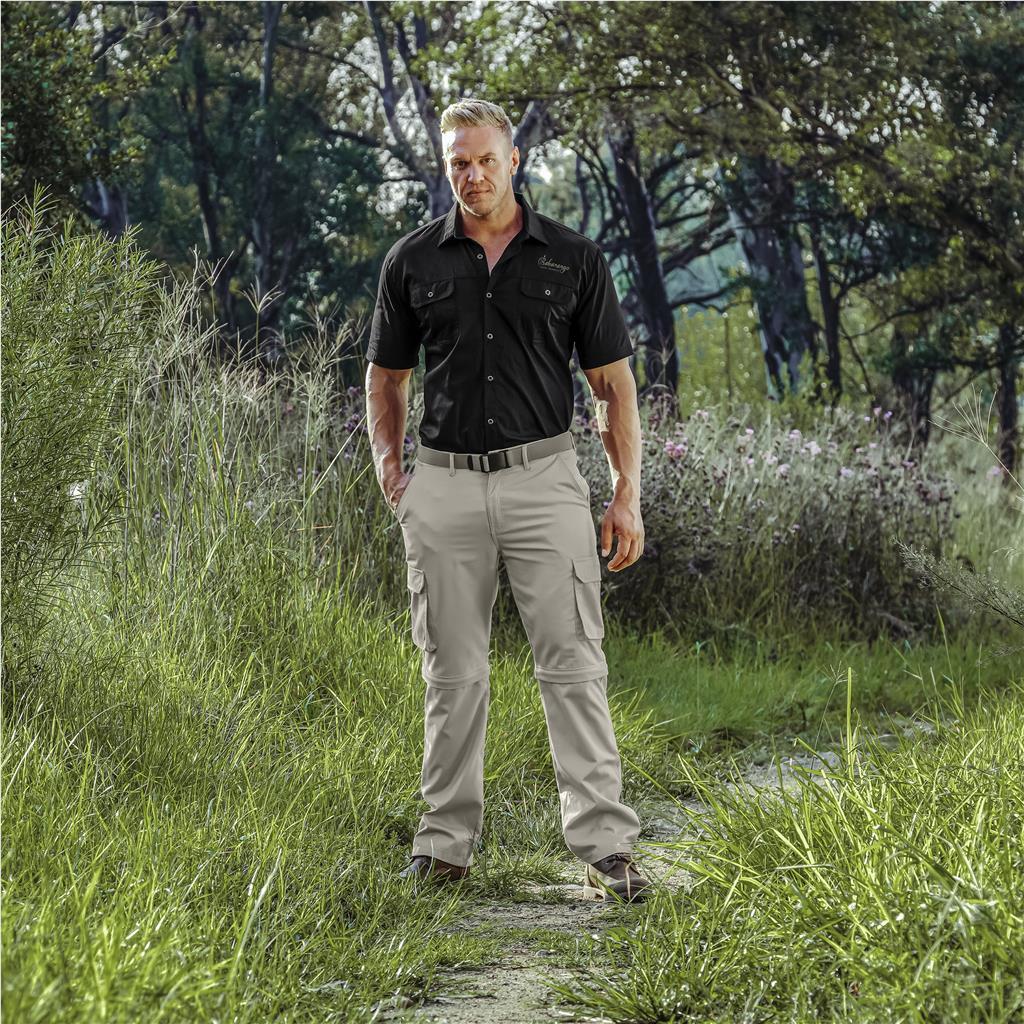 Mens Cargo Zip Off Pants - Stone — view 14