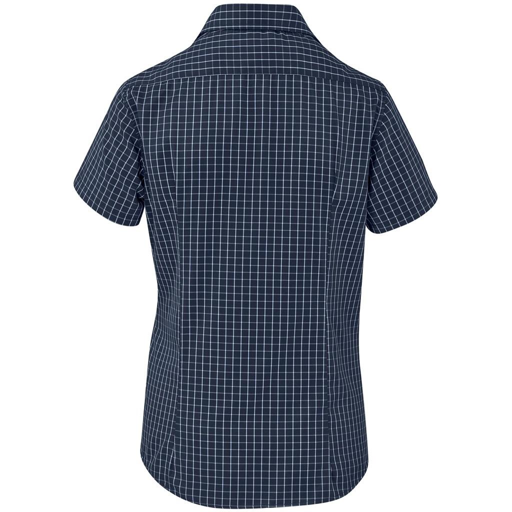 Ladies Short Sleeve Aston Shirt - Navy — view 3