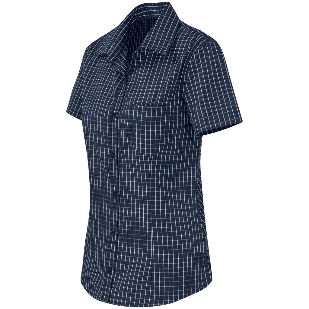 Ladies Short Sleeve Aston Shirt - Navy — view 2