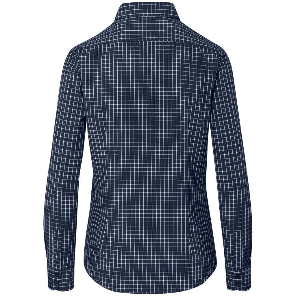 Ladies Long Sleeve Aston Shirt - Navy — view 3