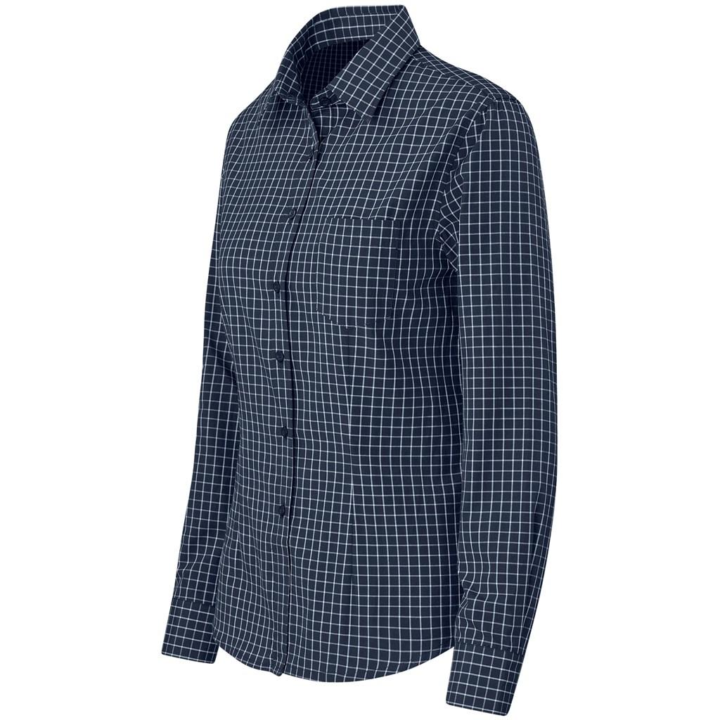 Ladies Long Sleeve Aston Shirt - Navy — view 4