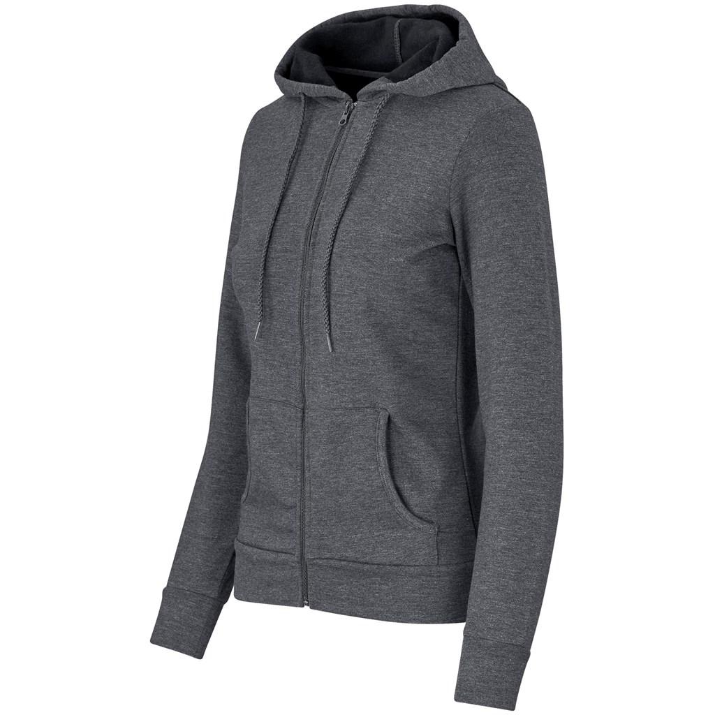 Ladies Bravo Hooded Sweater - Charcoal — view 3