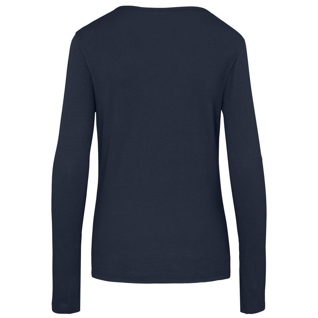 Ladies Long Sleeve Portland T-Shirt - Navy — view 2