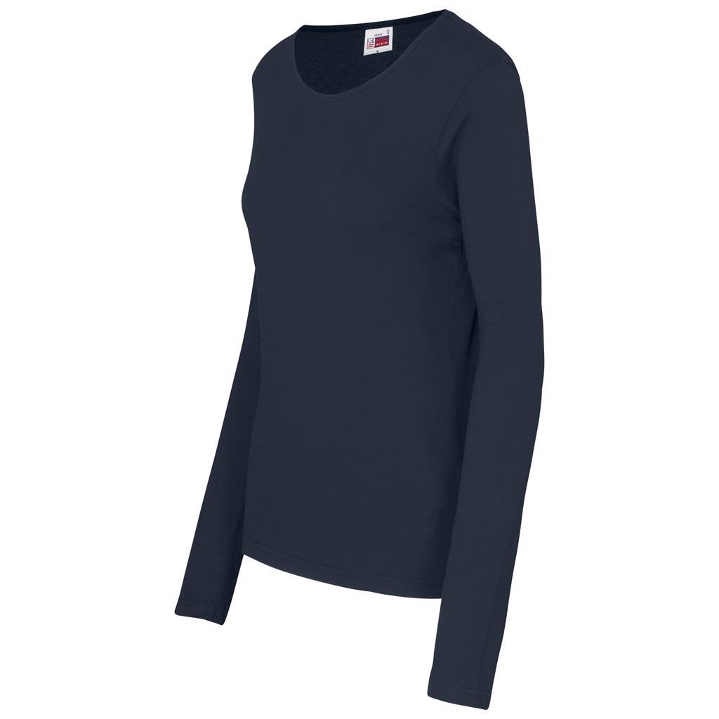 Ladies Long Sleeve Portland T-Shirt - Navy — view 3